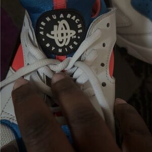 Nike White Sneakers with Pink and Blue Accents